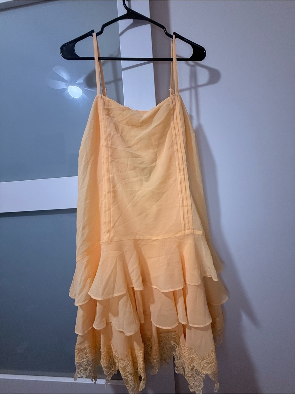 Peach Layered Ruffle Dress